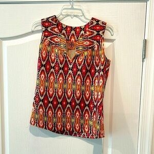 TORY BURCH Vintage Size 2 Silk blouse camisole top tank pink orange geometric